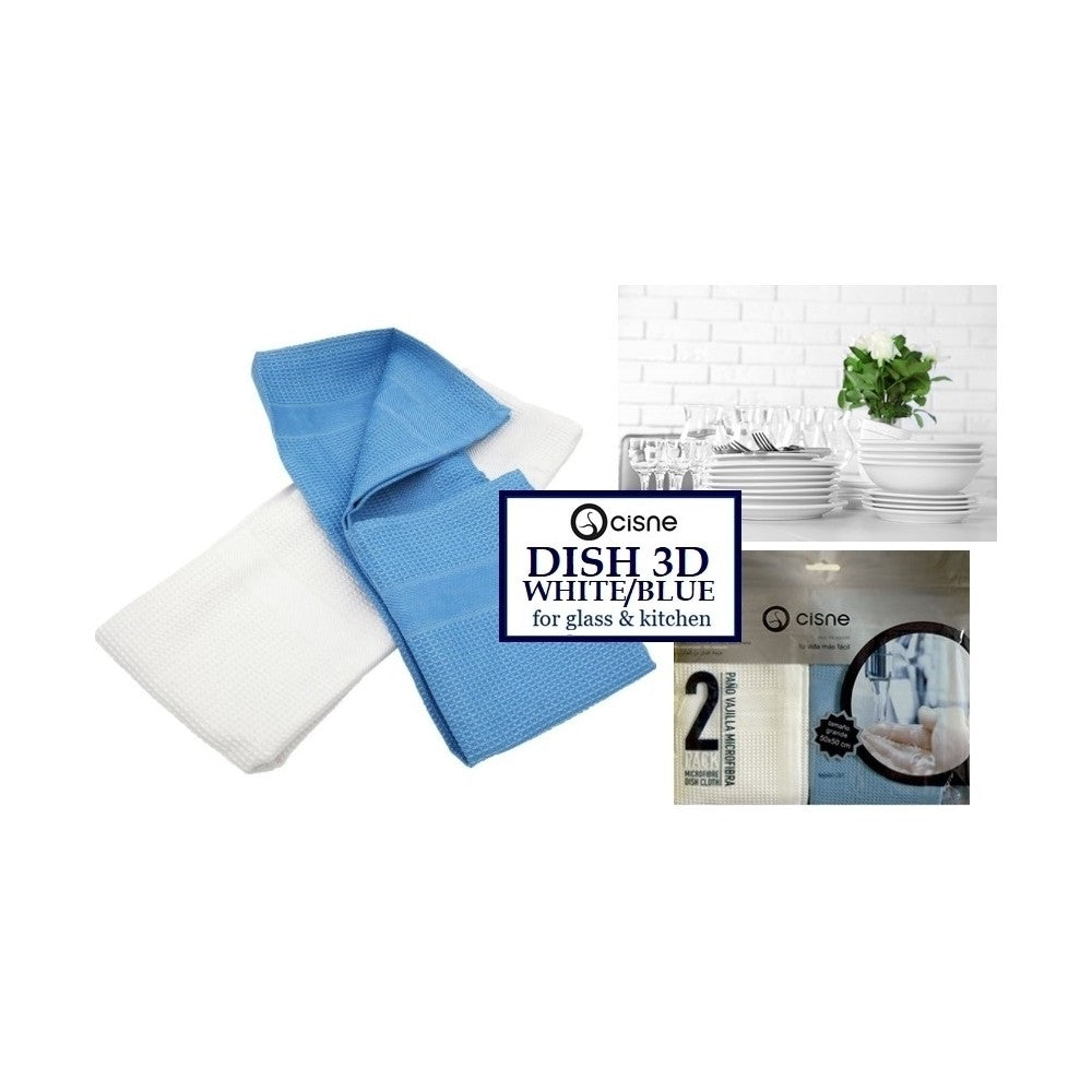 Indų sausinimo šluostės Cisne DISH 3D White-Blue, 50x50cm (2vnt.)