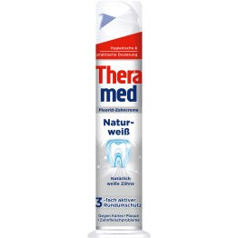 THERAMED NATUR WEISS balinanti dantų pasta su dozatoriumi 100 ml