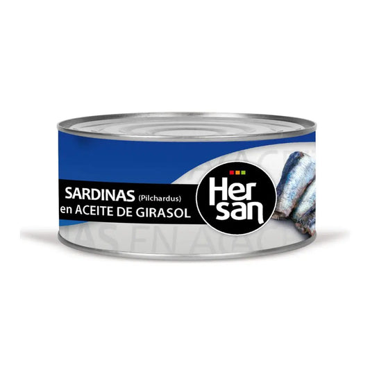 Sardinės saulėgrąžų aliejuje Hersan, 900g.