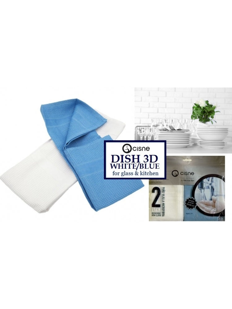 Indų sausinimo šluostės Cisne DISH 3D White-Blue, 50x50cm (2vnt.)