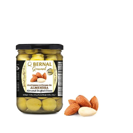 Alyvuogės žalios MANZANILLA įdarytos migdolų riešutu 440g.