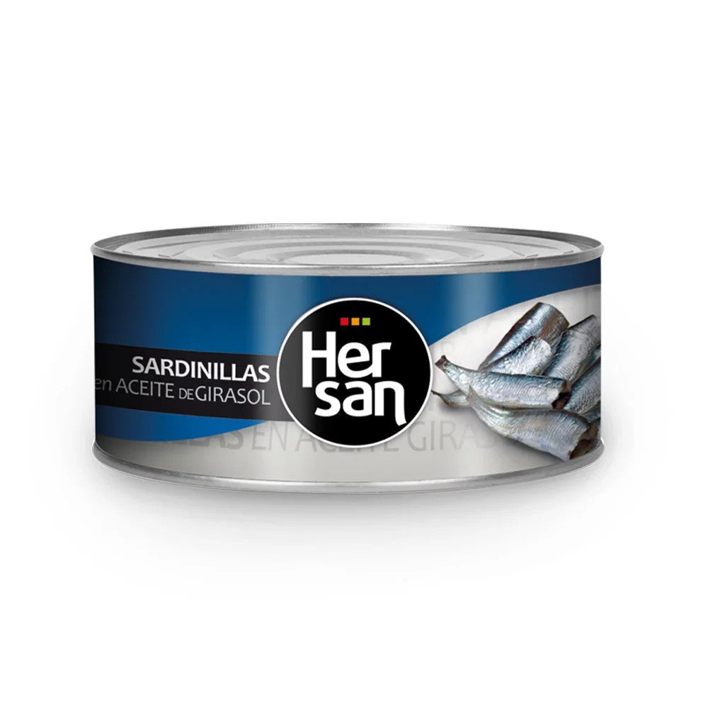 Sardinės (Sardinėlės) saulėgrąžų aliejuje Hersan, 855g.